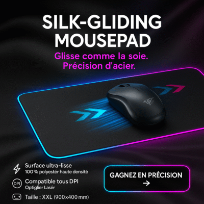 Tapis de Souris Gaming "Silk-Gliding" – Glisse Ultrarapide, Précision Absolue !